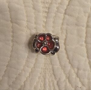 EUC Authentic Pandora Red Poppy Charm, Retired Style